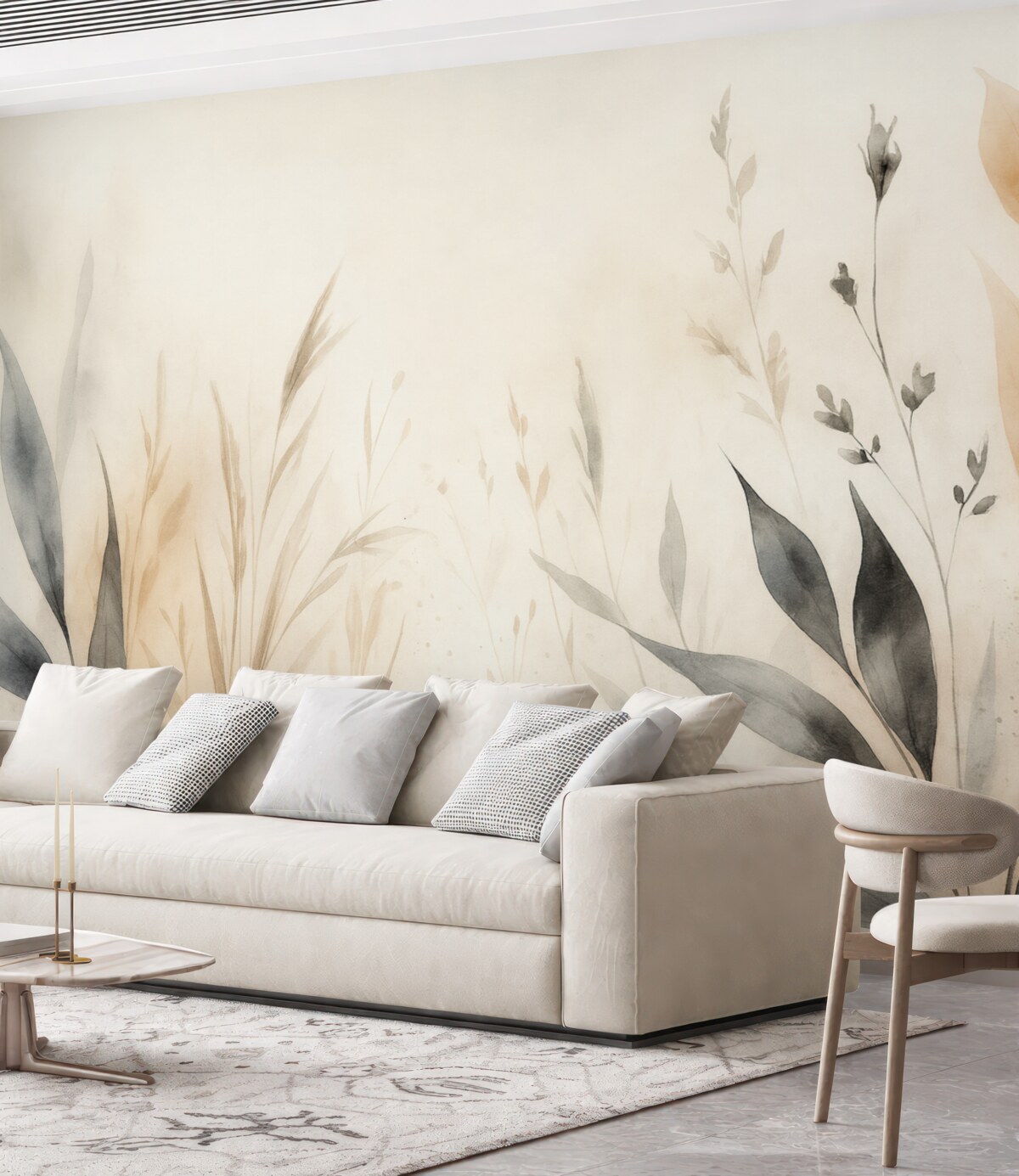 Fototapeta Akwarela liści w dowolnej technice w odcieniach ziemi.