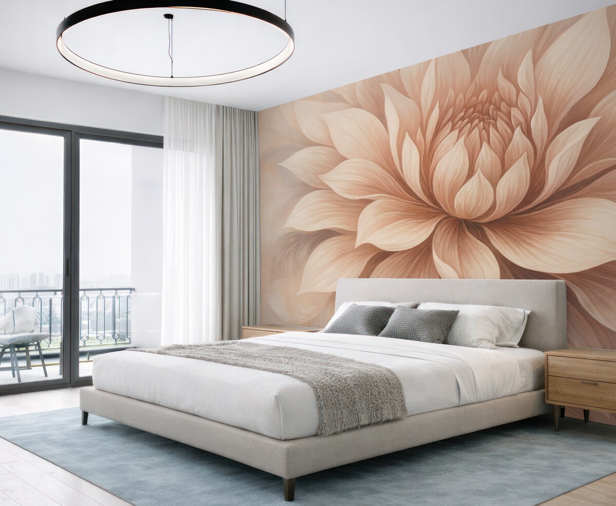 Fototapeta Stylowy różowy kwiat w delikatnej mgle.