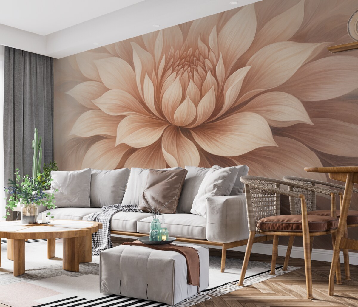 Fototapeta Stylowy różowy kwiat w delikatnej mgle.