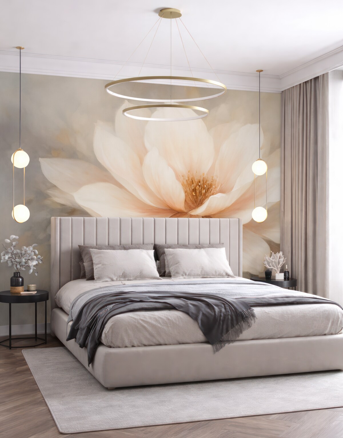 Fototapeta Subtelny kwiat na ścianie w stylu grunge.