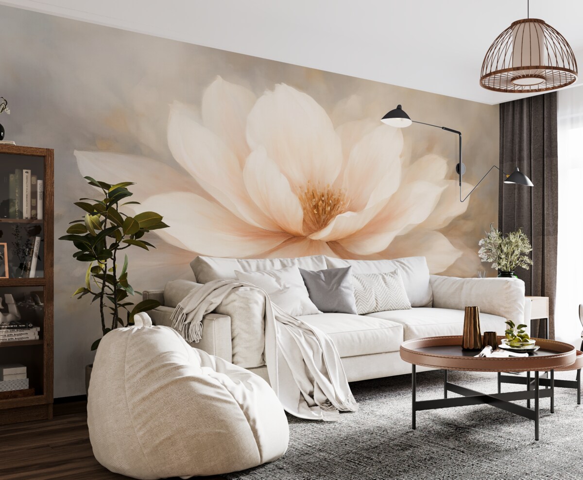 Fototapeta Subtelny kwiat na ścianie w stylu grunge.