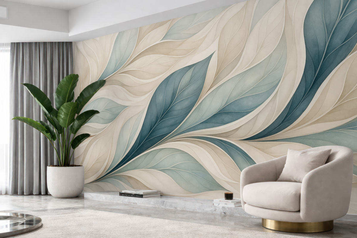 Fototapeta Abstrakcyjna cyfrowa grafika liści.