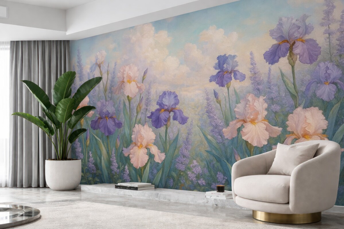 Fototapeta Styl Oli w rysowaniu kwiatów, letnia łąka, florystyczny.