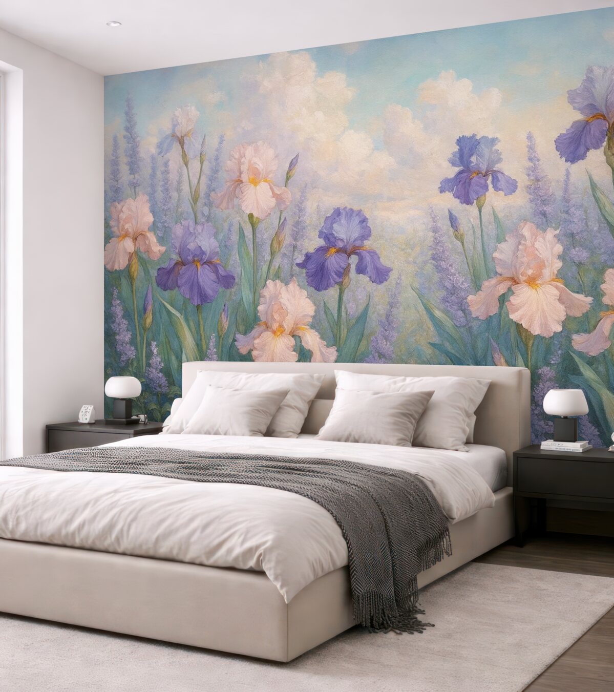 Fototapeta Styl Oli w rysowaniu kwiatów, letnia łąka, florystyczny.