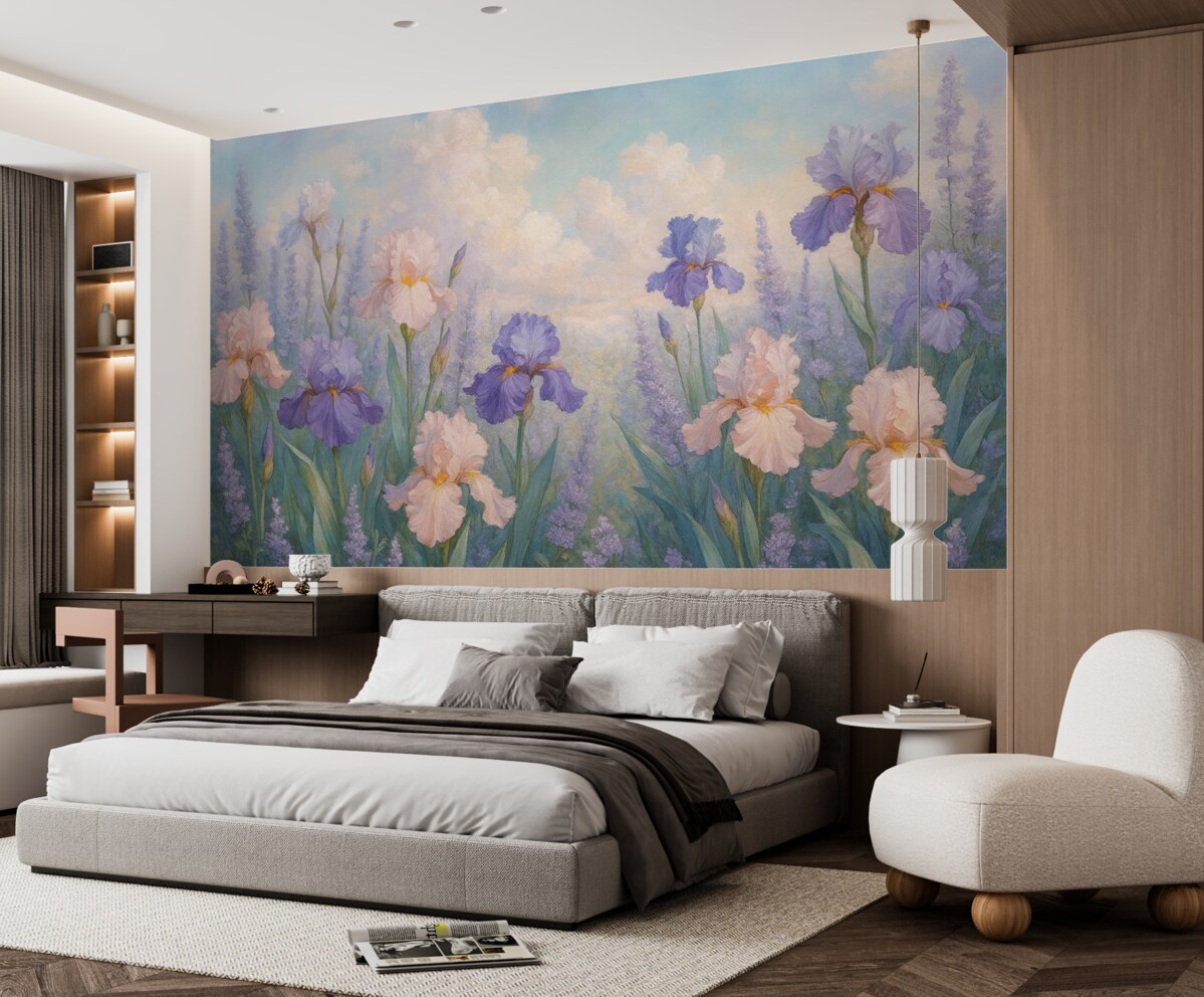 Fototapeta Styl Oli w rysowaniu kwiatów, letnia łąka, florystyczny.