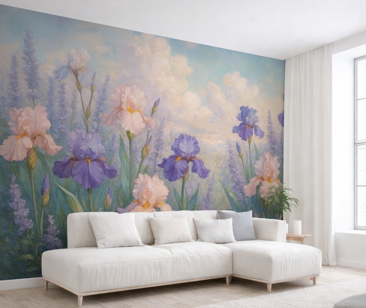 Fototapeta Styl Oli w rysowaniu kwiatów, letnia łąka, florystyczny.