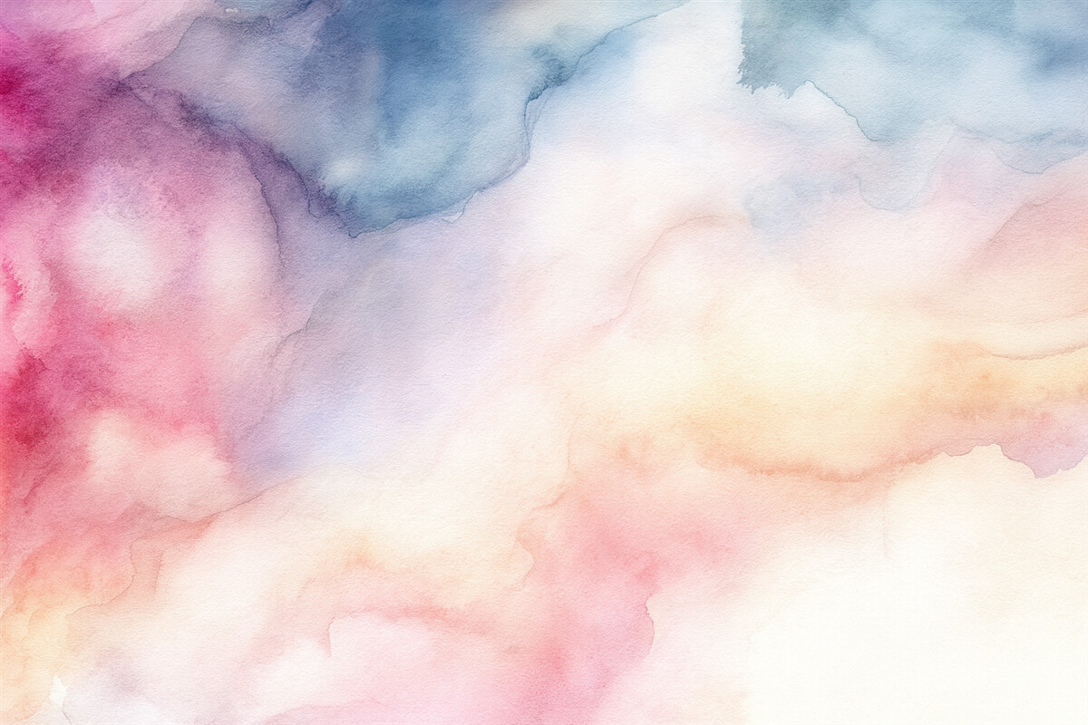 Fototapeta Abstrakcyjny gradient akwarelowy w subtelnych pastelowych tonach różu, błękitu i brzoskwini.