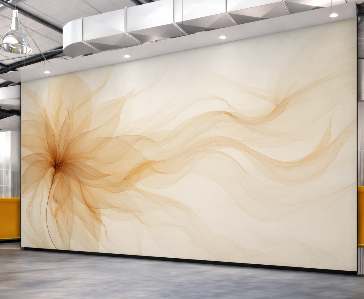 Fototapeta Eteryczny kwiat z subtelnymi przezroczystymi liniami w jasnych tonacjach.