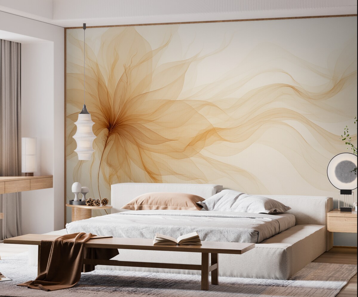 Fototapeta Eteryczny kwiat z subtelnymi przezroczystymi liniami w jasnych tonacjach.