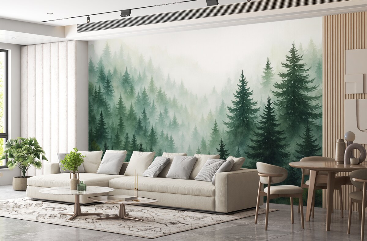 Fototapeta Akwarela naśladująca las.