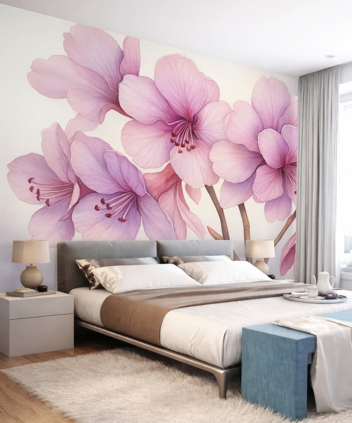 Fototapeta Subtelne kwiaty nawiązujące do akwareli.