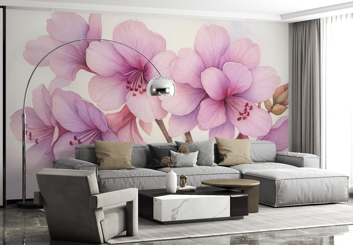 Fototapeta Subtelne kwiaty nawiązujące do akwareli.