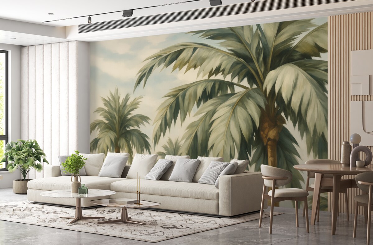 Fototapeta Palma w scenerii niebiańskiej.