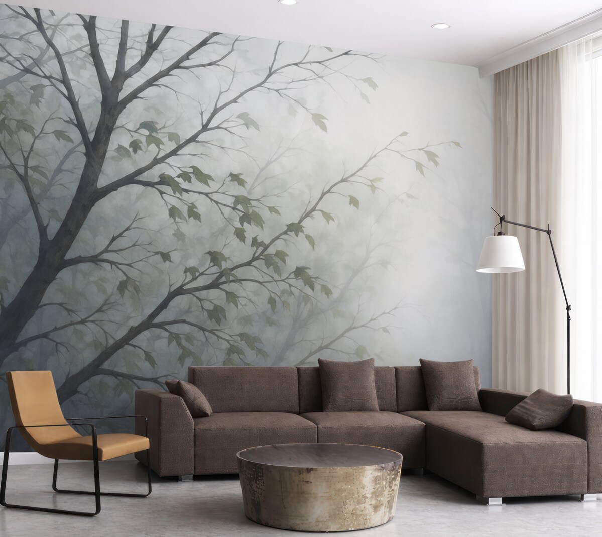 Fototapeta Kształty konarów drzew oraz cienie przypominające akwarelę.