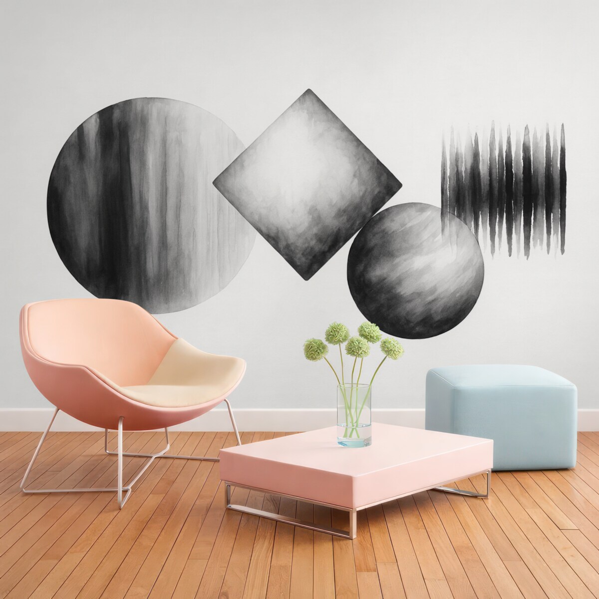 Fototapeta Geometryczne formy abstrakcyjna naśladownictwo akwareli.