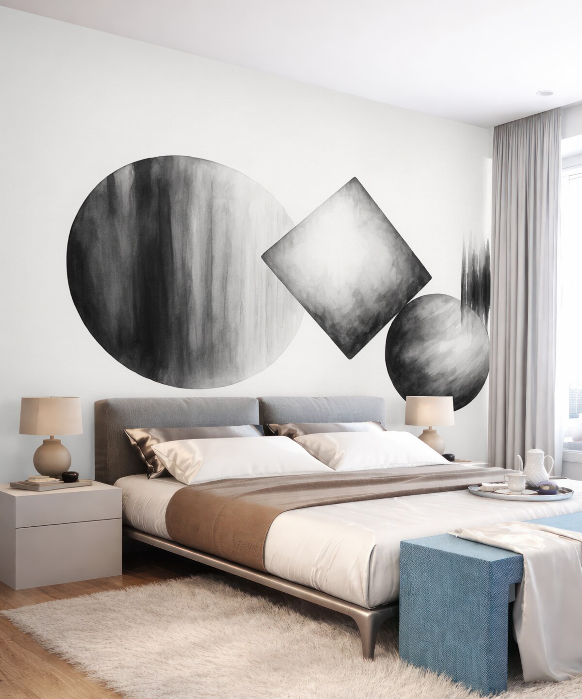 Fototapeta Geometryczne formy abstrakcyjna naśladownictwo akwareli.