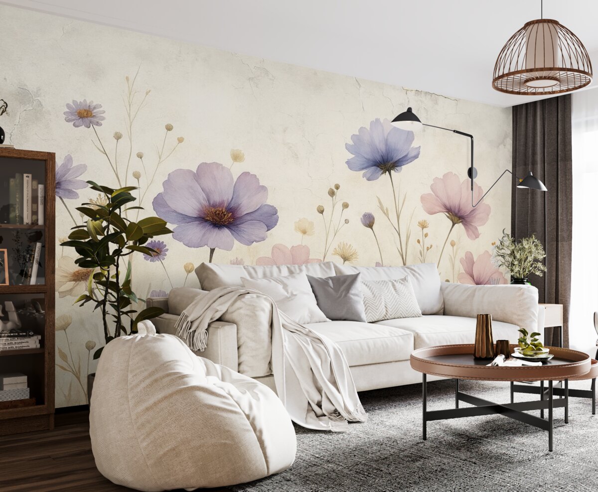 Fototapeta Kwiaty akwarelowe w stylu grunge.