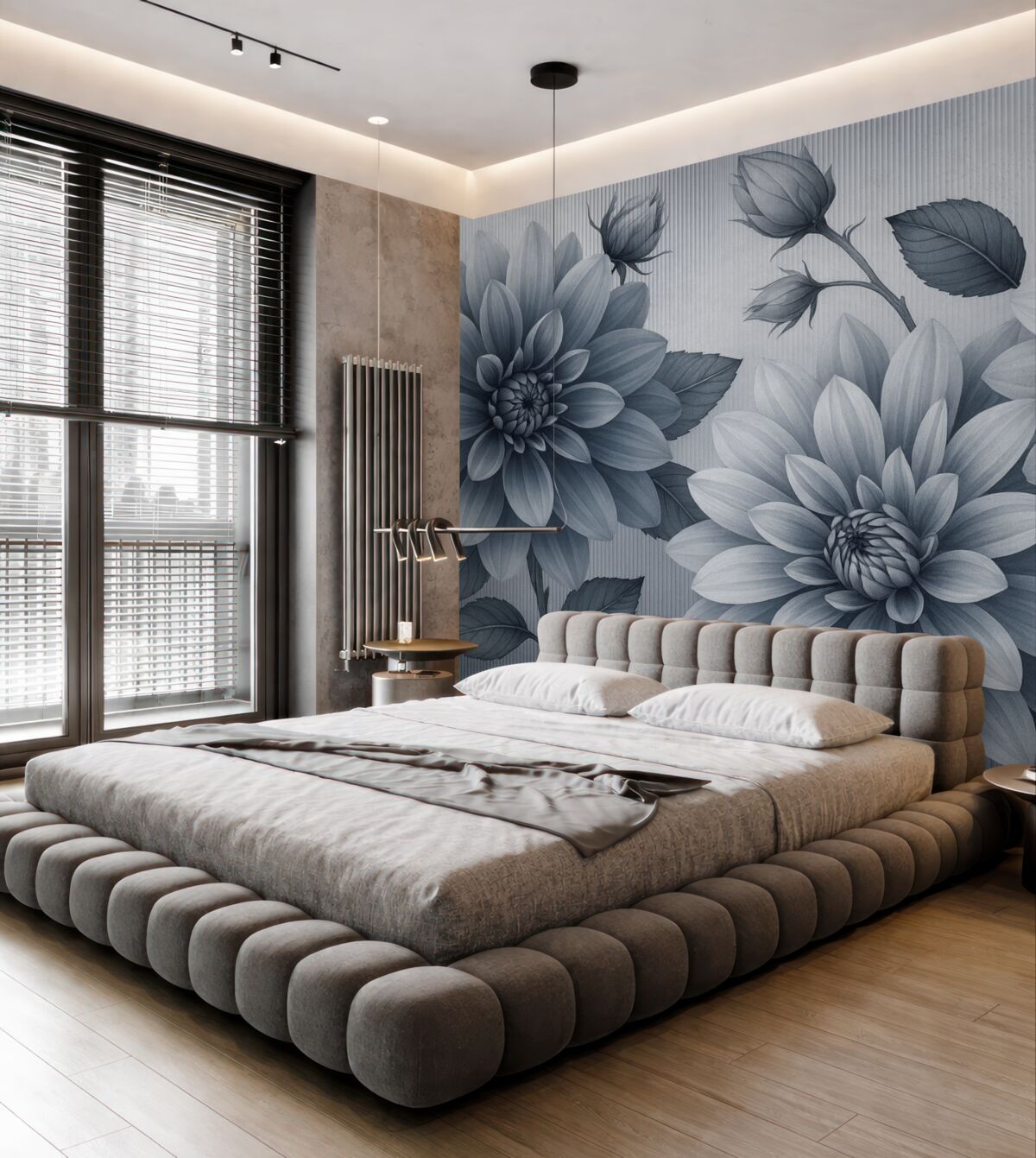 Fototapeta Pokaźne kwiaty za taflą.