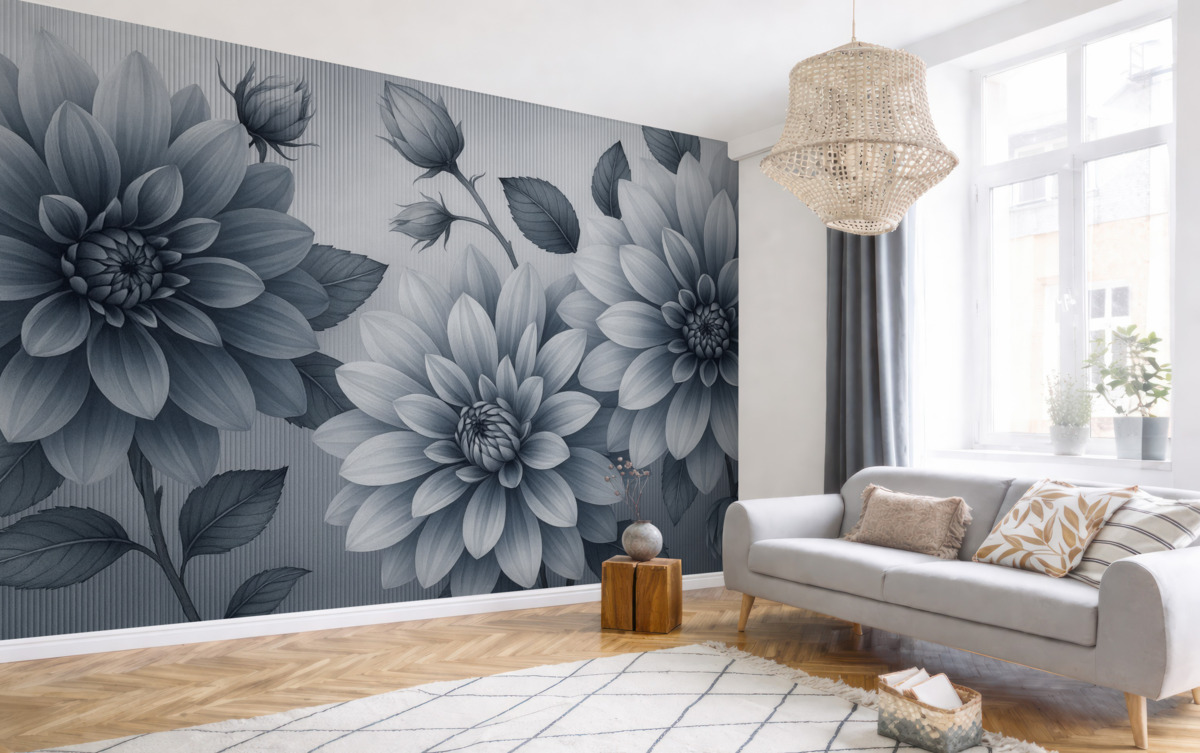 Fototapeta Pokaźne kwiaty za taflą.