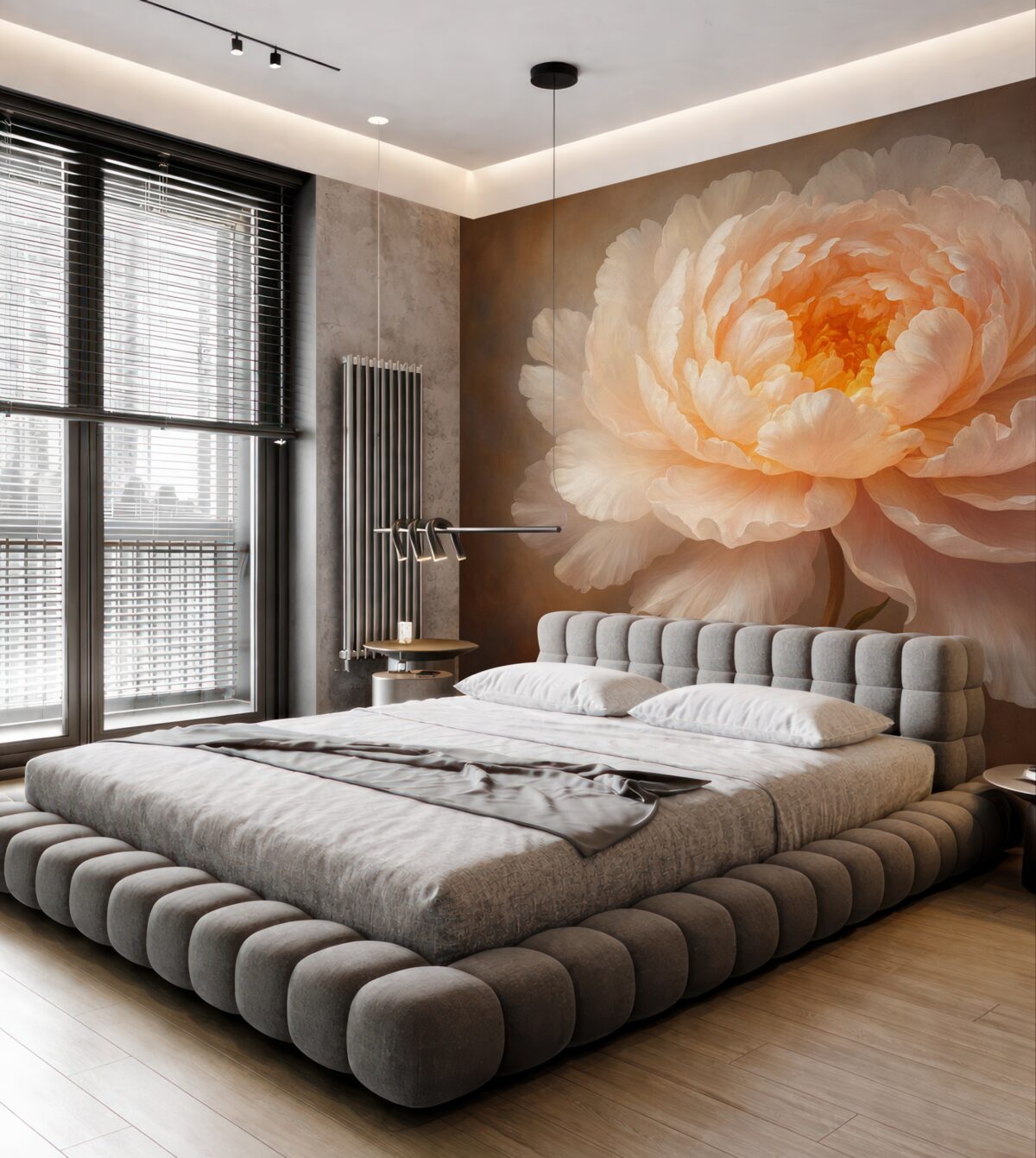 Fototapeta Rozkwitający kwiat piwonii w subtelnej gamie kolorów.