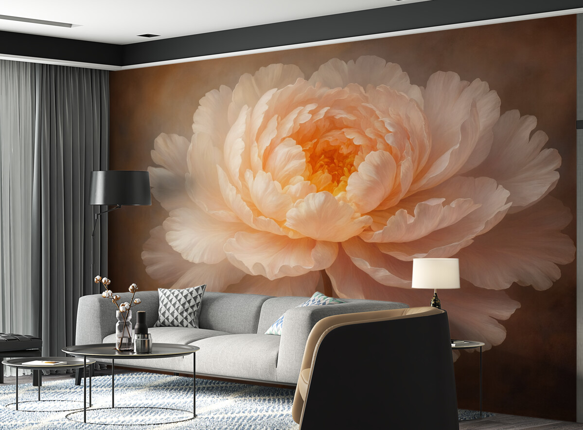 Fototapeta Rozkwitający kwiat piwonii w subtelnej gamie kolorów.