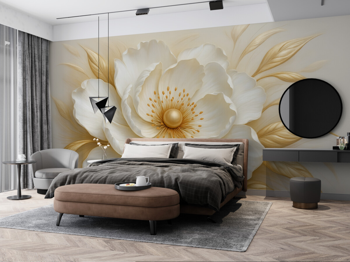 Fototapeta Subtelny kwiat w formie płaskorzeźby.