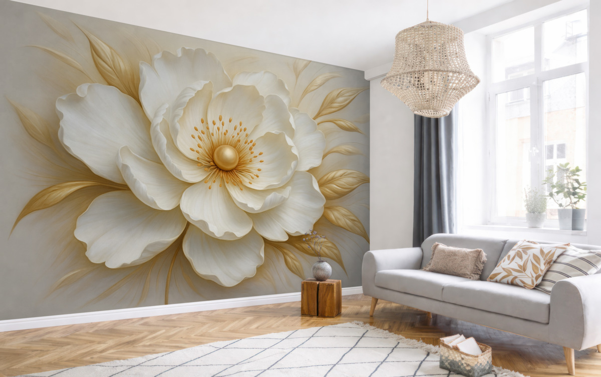 Fototapeta Subtelny kwiat w formie płaskorzeźby.