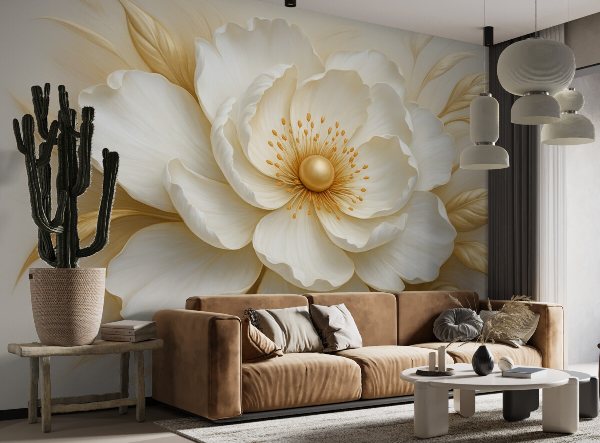 Fototapeta Subtelny kwiat w formie płaskorzeźby.