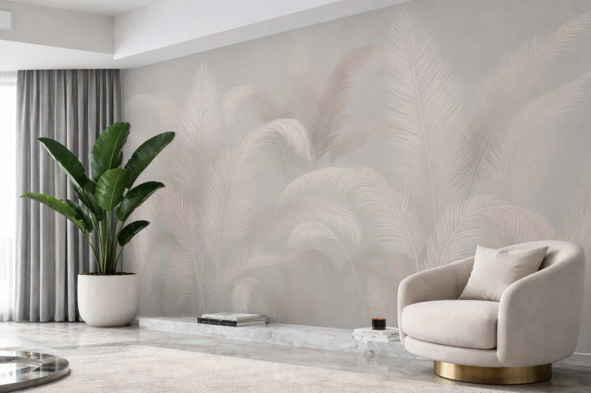 Fototapeta Łagodne liście tropikalnej palmy.