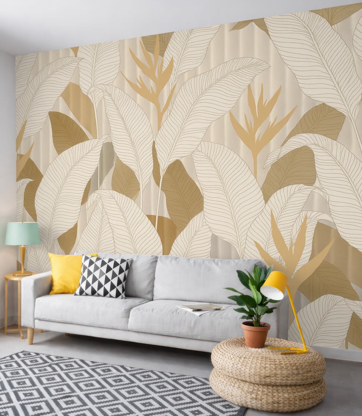 Fototapeta Obszerne, szerokie liście w barwnych tonacjach.