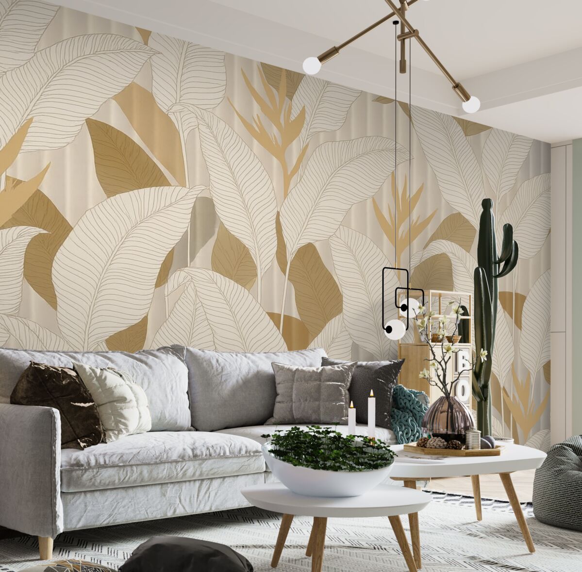 Fototapeta Obszerne, szerokie liście w barwnych tonacjach.