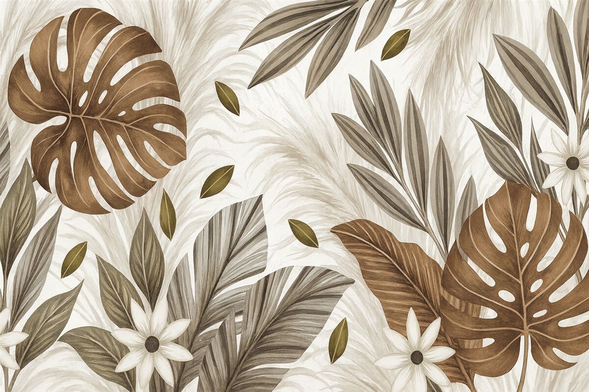 Fototapeta Roślinność tropikalna w naturalnych tonach.