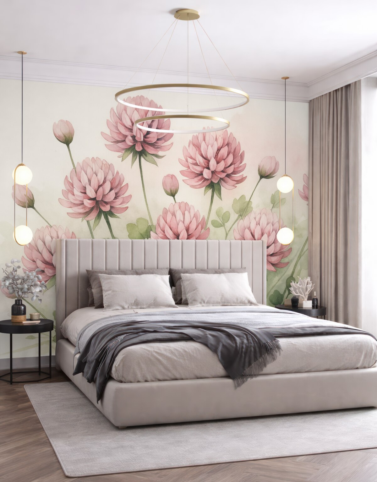 Fototapeta Kwiaty koniczyny w stylu akwareli.