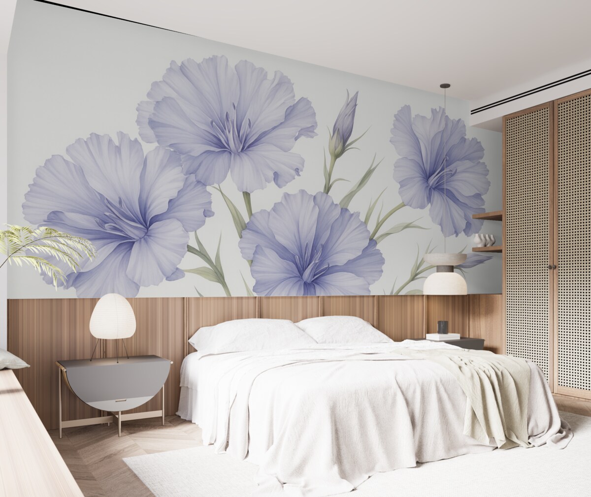 Fototapeta Wielkie dzikie kwiaty naśladujące akwarelę.