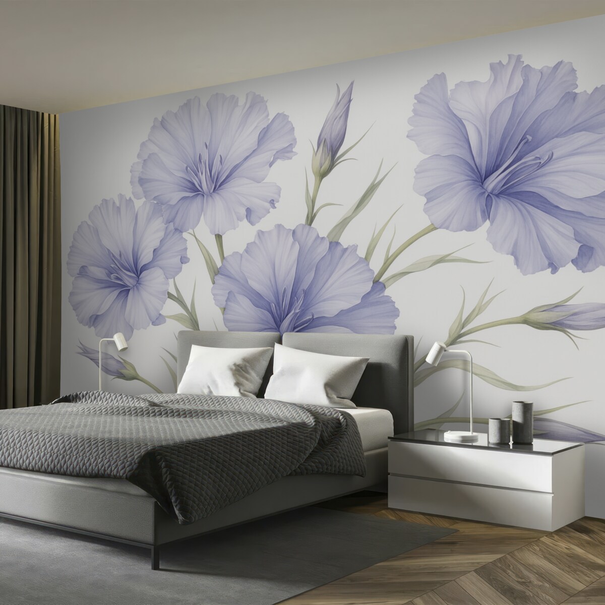 Fototapeta Wielkie dzikie kwiaty naśladujące akwarelę.