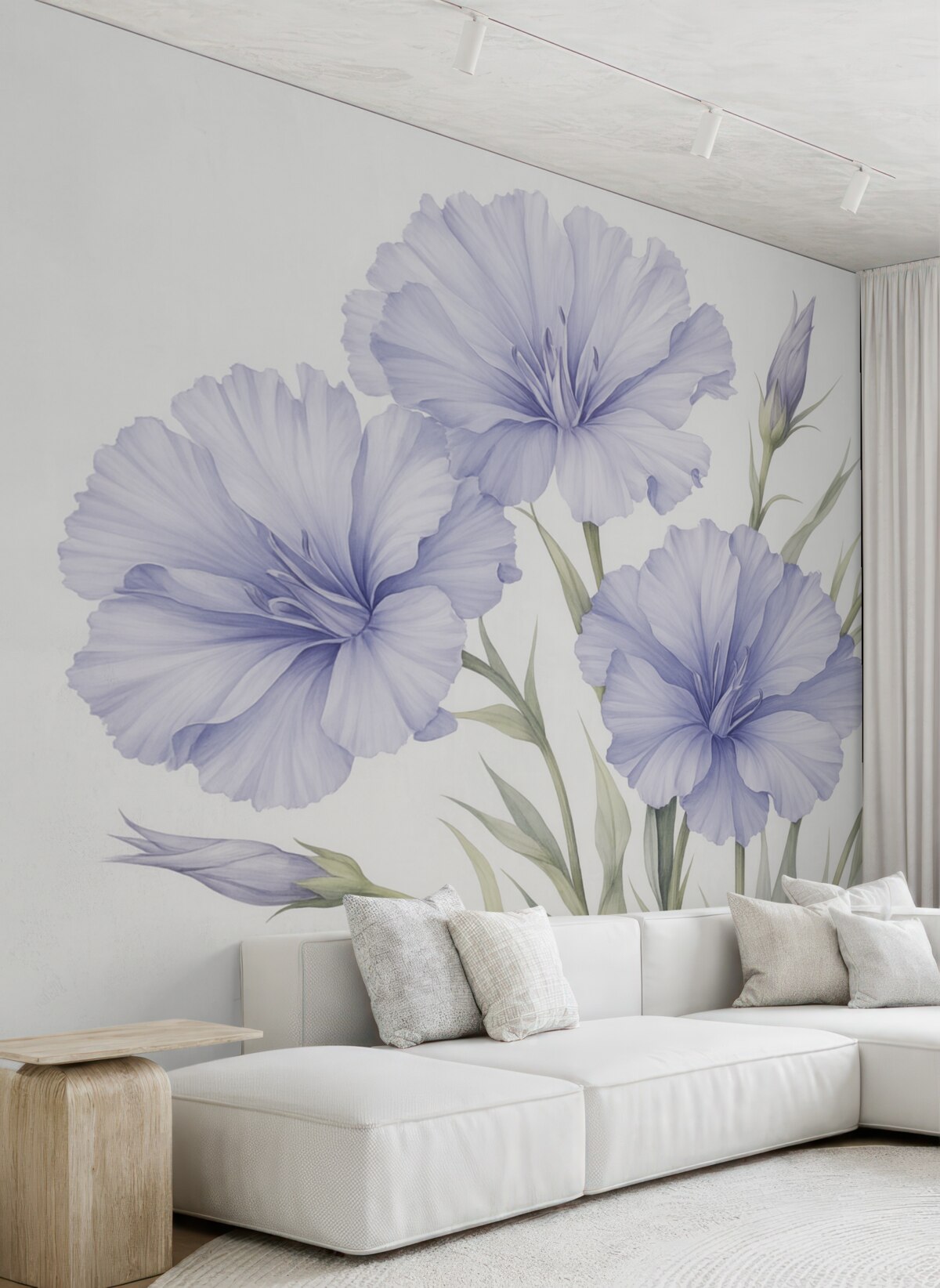 Fototapeta Wielkie dzikie kwiaty naśladujące akwarelę.