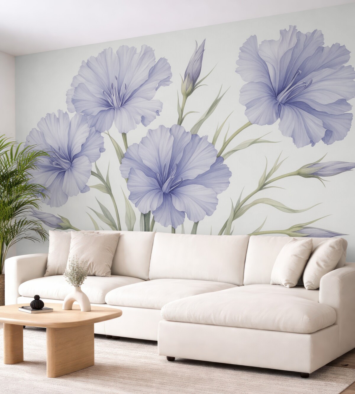 Fototapeta Wielkie dzikie kwiaty naśladujące akwarelę.