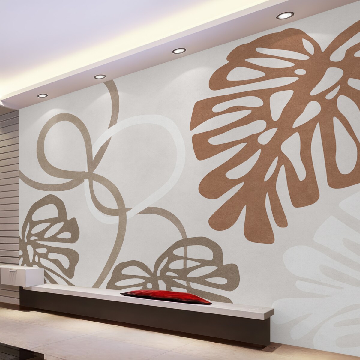 Fototapeta Liście Monstery oraz abstrakcyjne kształty.