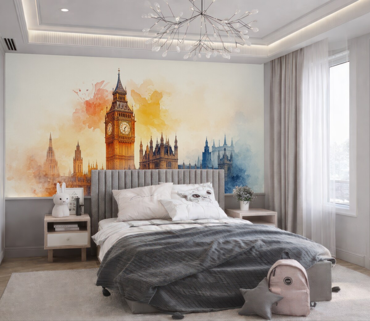 Fototapeta Akwarelowy obrazek Big Bena na jasnym tle.