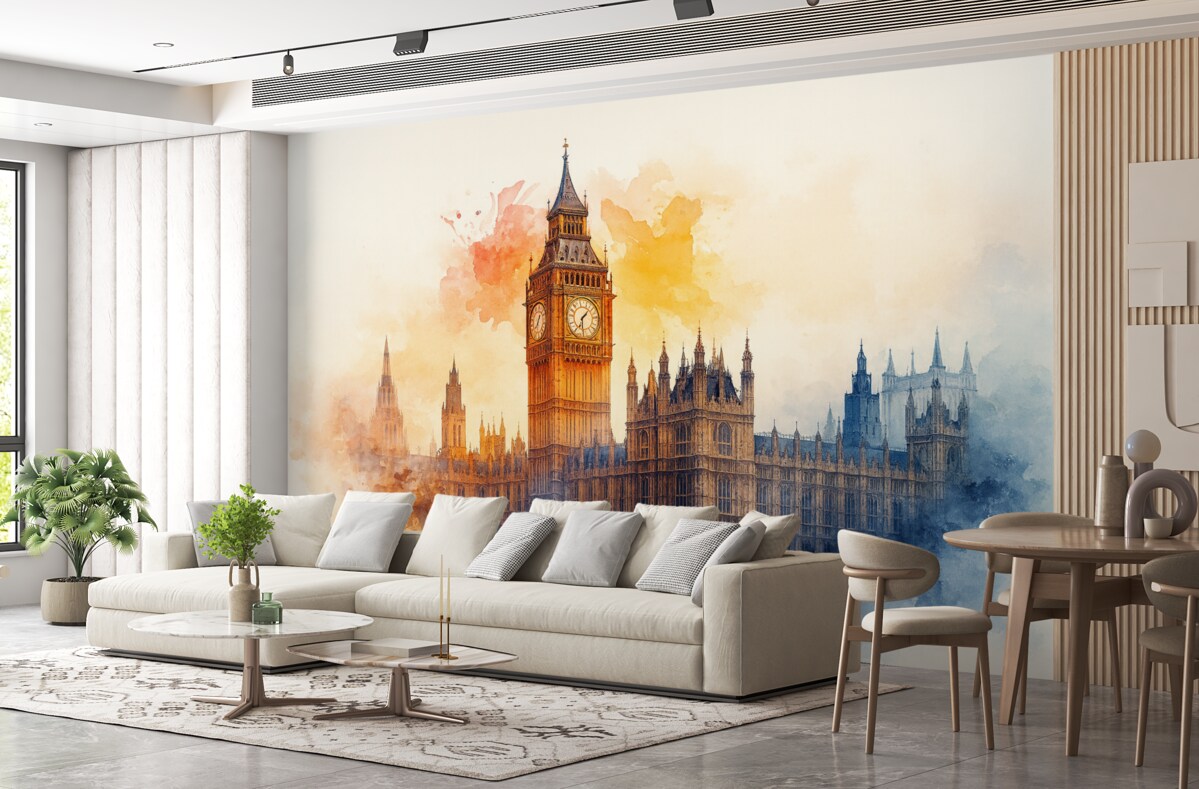 Fototapeta Akwarelowy obrazek Big Bena na jasnym tle.