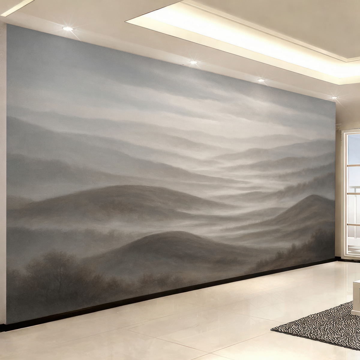 Fototapeta Wzgórza i obłoki, cicha sceneria.