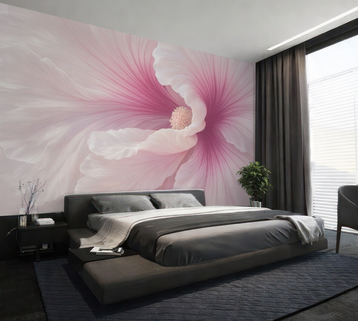 Fototapeta Kwiat biały i różowy z bliska.