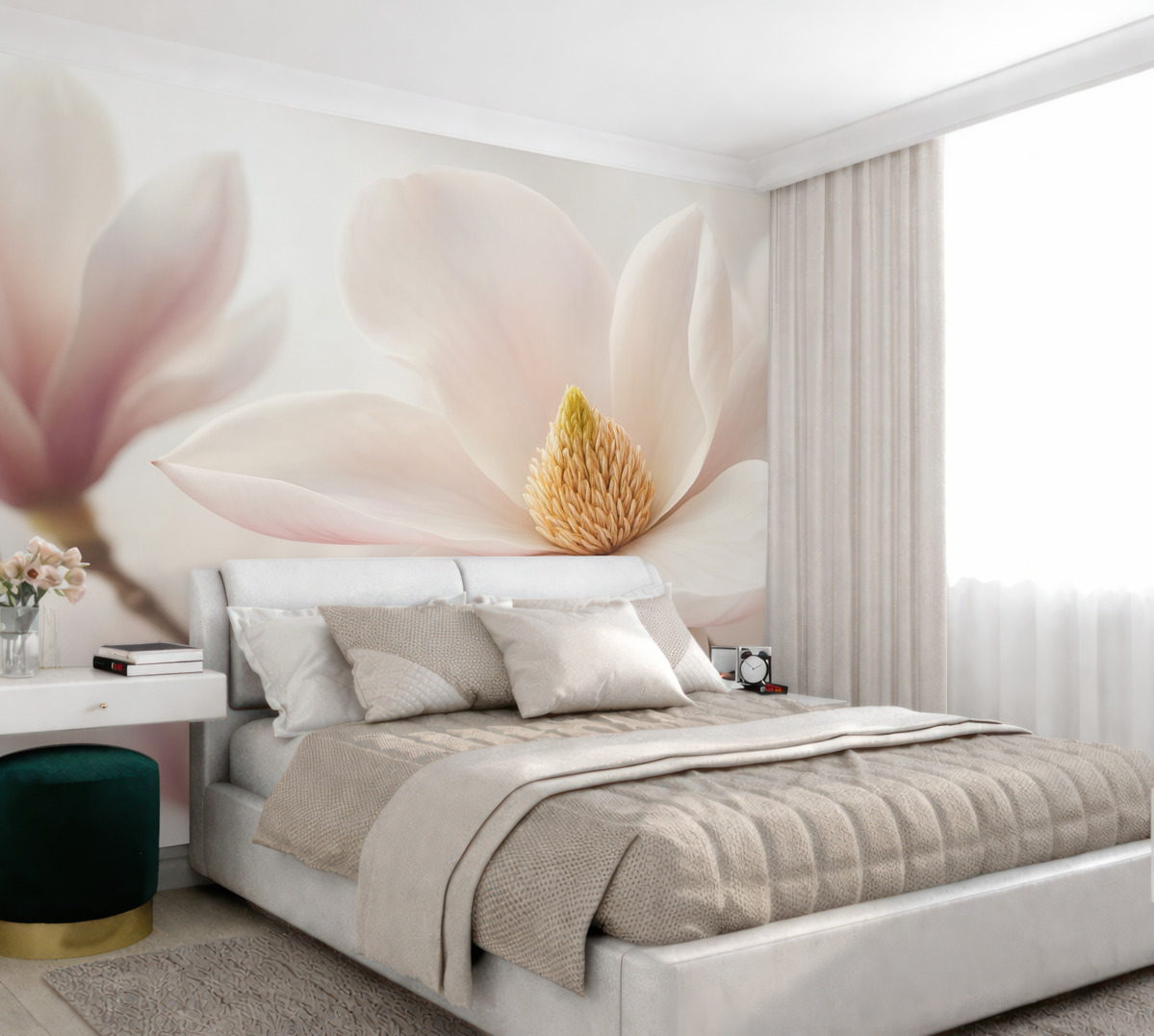 Fototapeta Biała magnolia z bliska przyjrzenia.