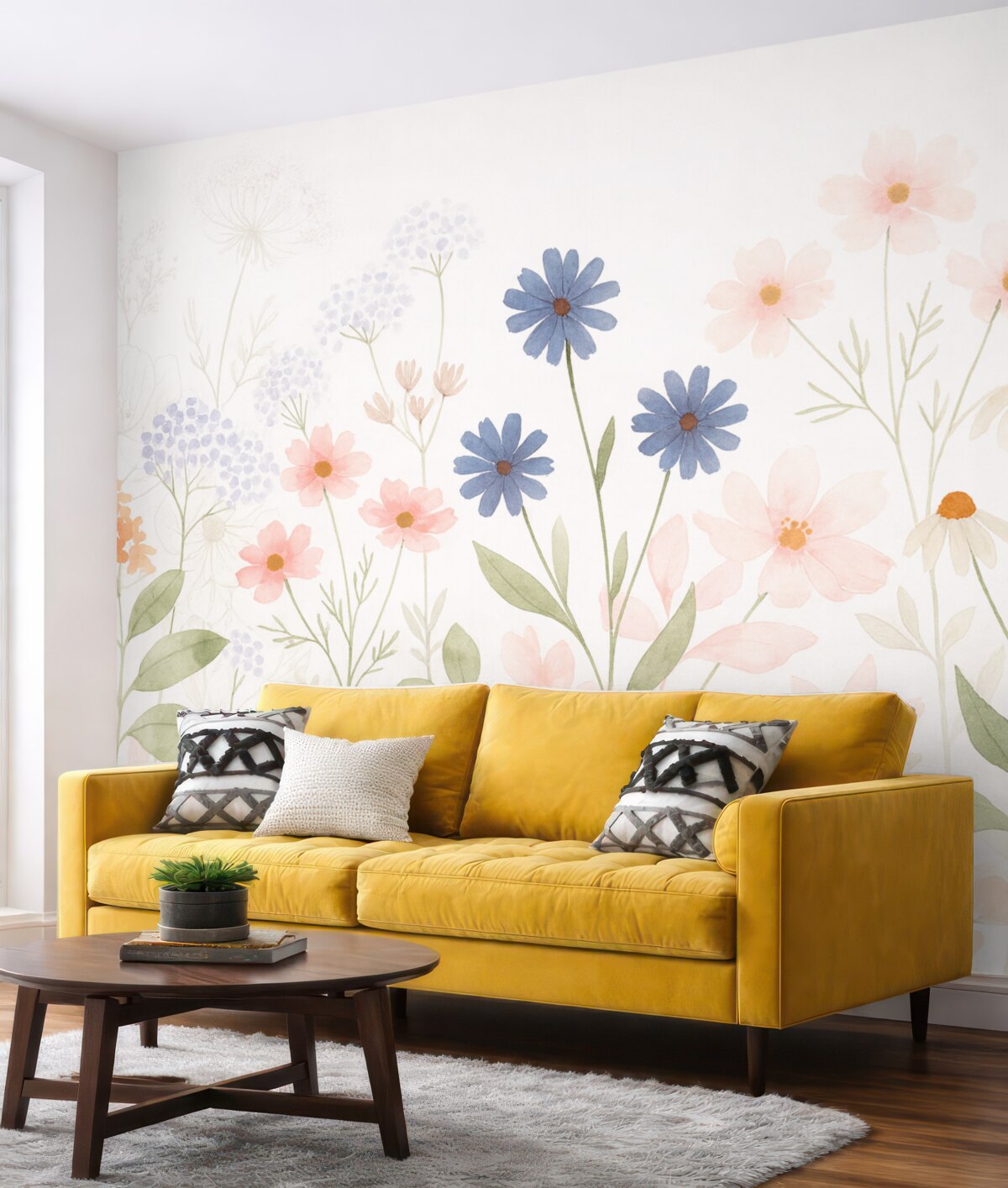 Fototapeta Dziko rosnące kwiaty na jasnym tle.