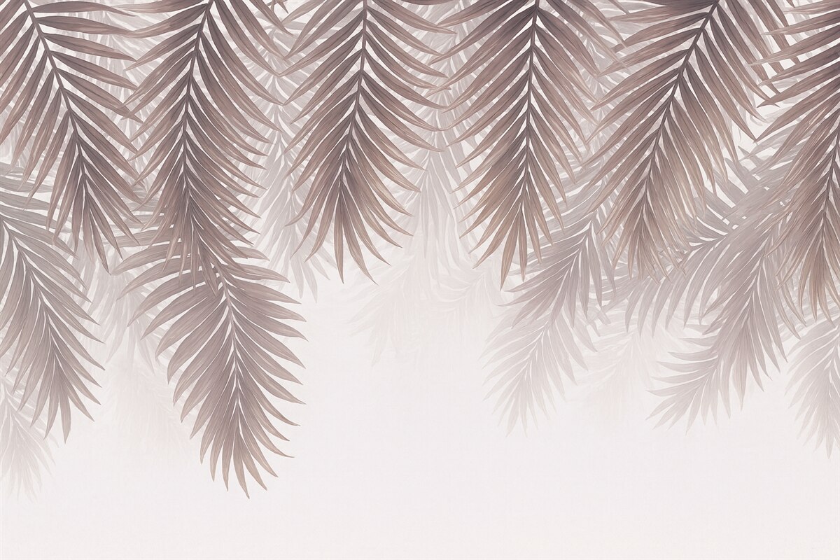 Fototapeta Bordowe liście palmy od góry.