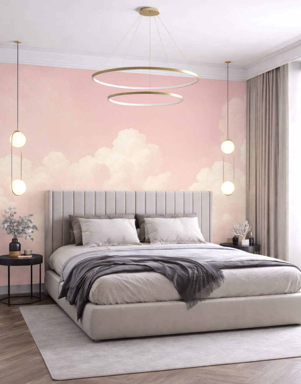 Fototapeta Różowa przestrzeń nieba oraz chmury.