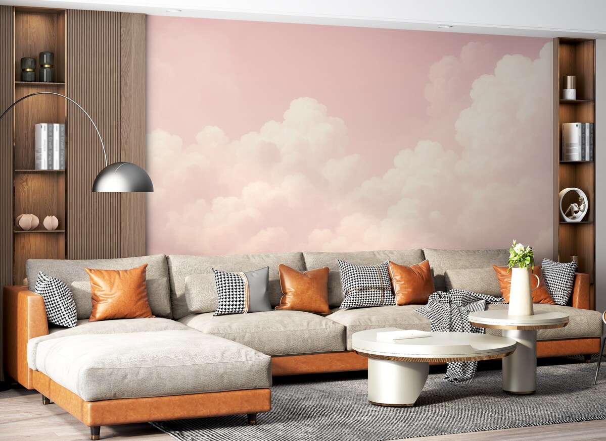 Fototapeta Różowa przestrzeń nieba oraz chmury.