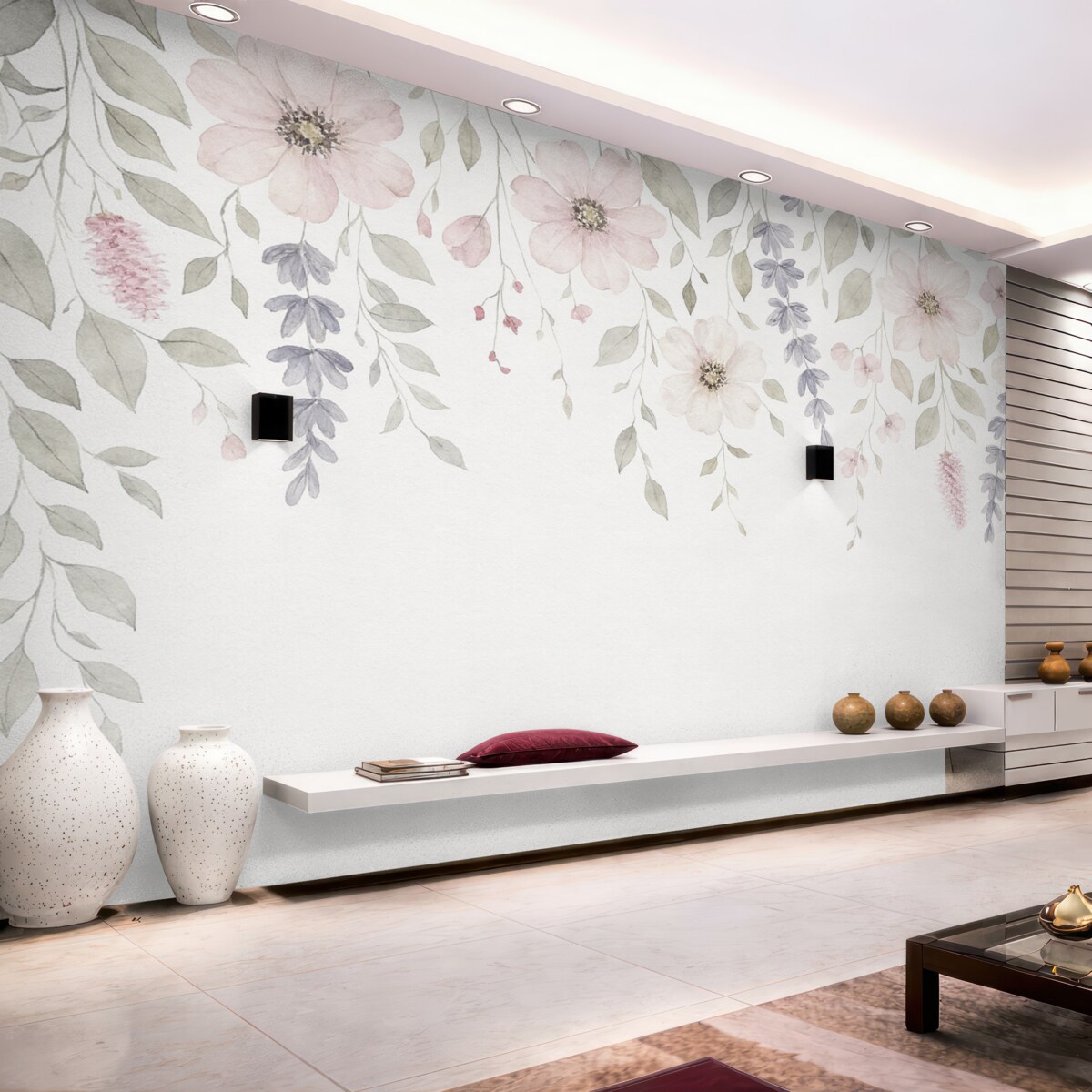 Fototapeta Zawieszone akwarelowe rośliny i liście.