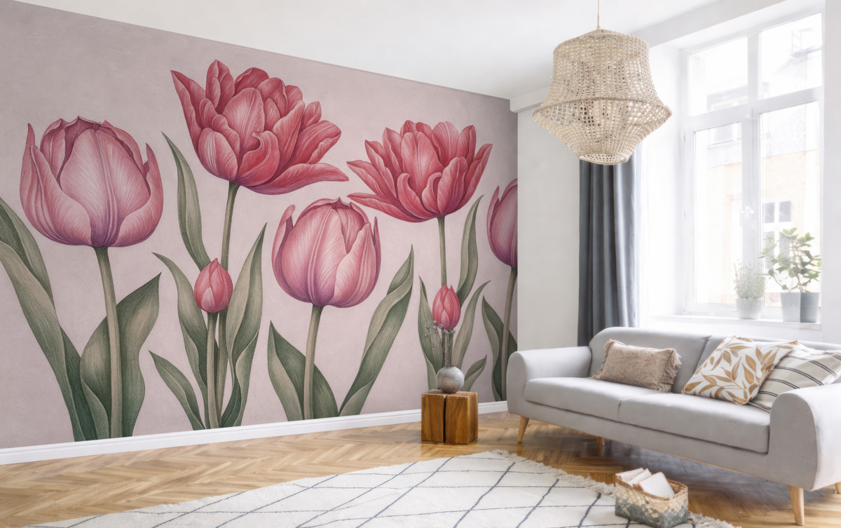 Fototapeta Wielkie różowe tulipany.