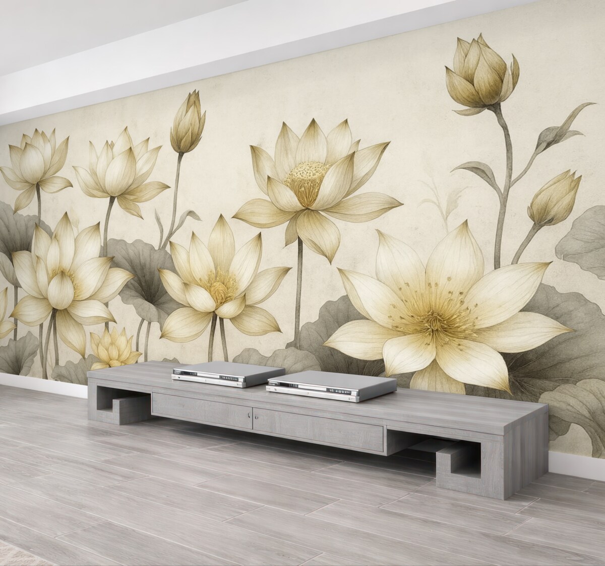 Fototapeta Malowane kwiaty lotosu.